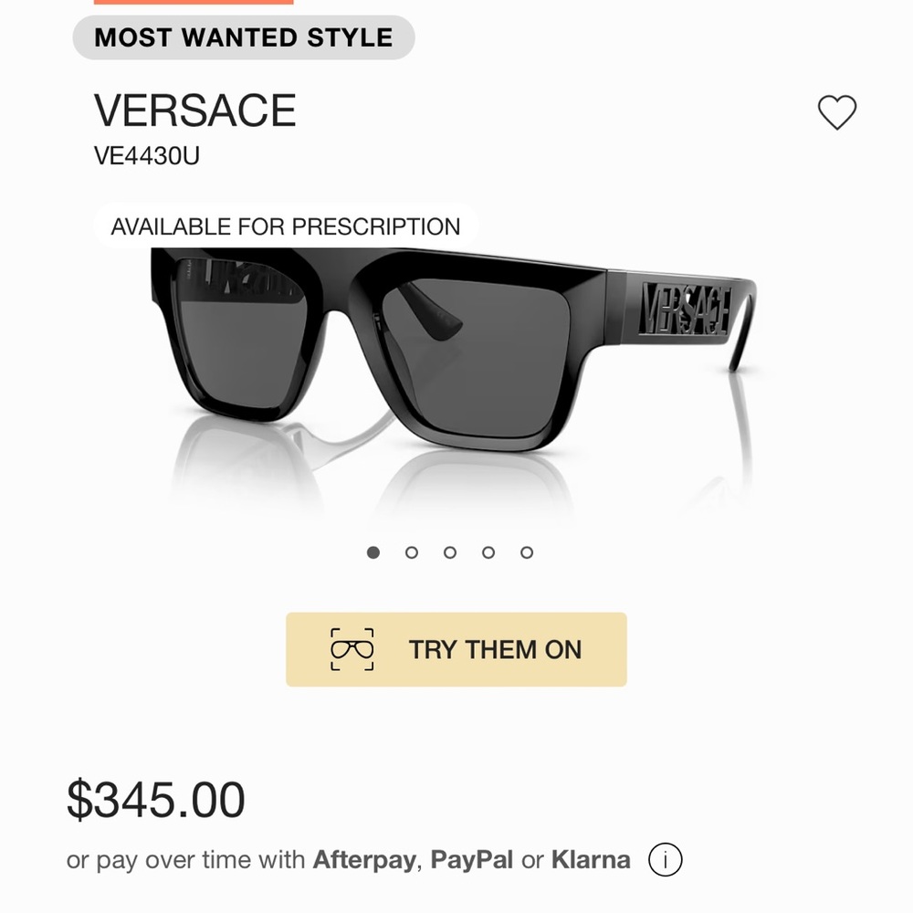 Versace unisex sunglasses. Black.